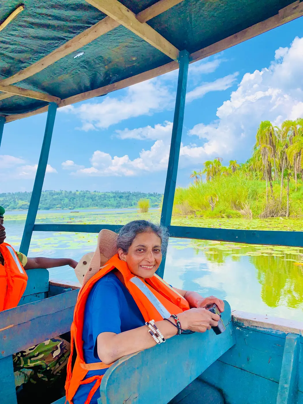 Guest enjoying a boat experience on Lake Tanganyika